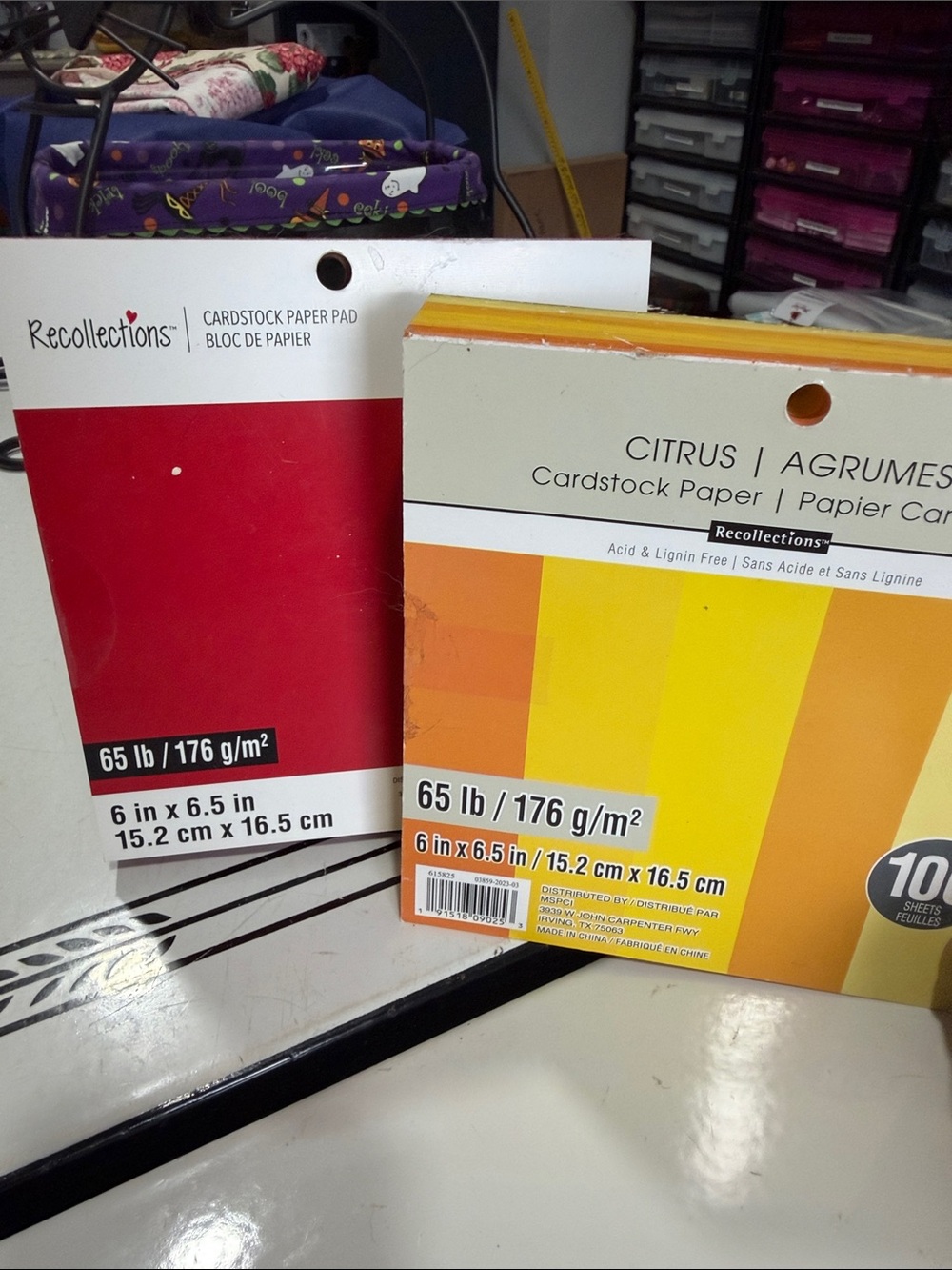 Lot of 2 Recollections 6x6.5 Red & Citrus Cardstock Paper Pads